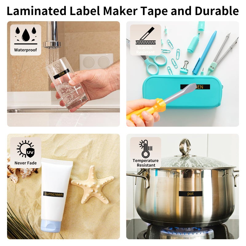 GreaTeam Replace for P-Touch Label Tape Black Compatible with Brother Label Maker Tape Gold on Black Tape 12mm 0.47"" TZe-334 for Brother Label Maker PT-D220 PT-H110 PT-D210 PT-D400 PT-P710BT PT-D200  5-Pack - Image 4